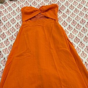Showpo Orange Strapless Dress with knotted top